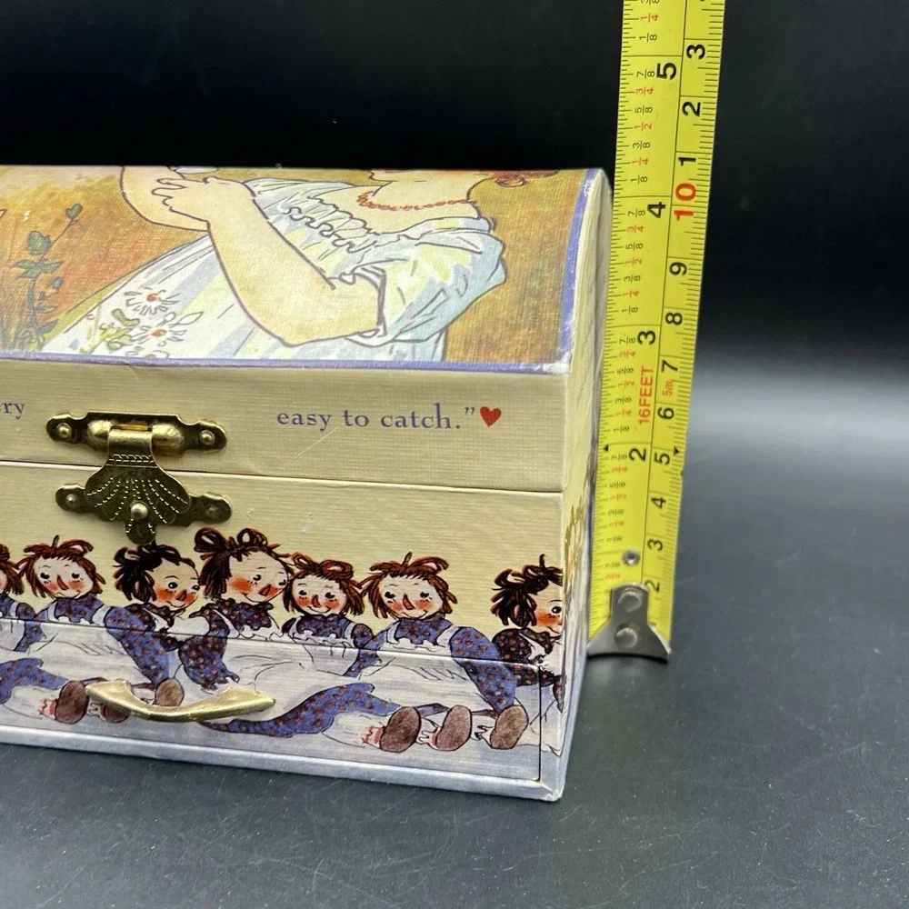 VTG 1969 Raggedy Ann Wood‎ Jewelry Chest Music Box Schylling Dancing ANN ~ WORKS